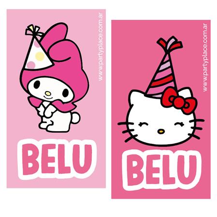 Tarjetas rectangulares Hello Kitty /Melody 20u Pers