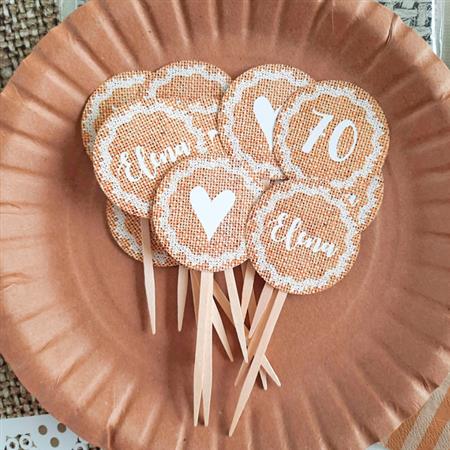 Toppers Kraft y encaje 12u Pers.