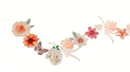 Guirnalda troquelada Hadas, mariposas, hojas y flores