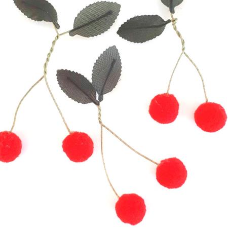 Cerezas chicas deco pompón 6u