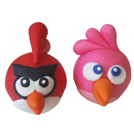 Adorno porcelana fria Angry birds rojo/rosa