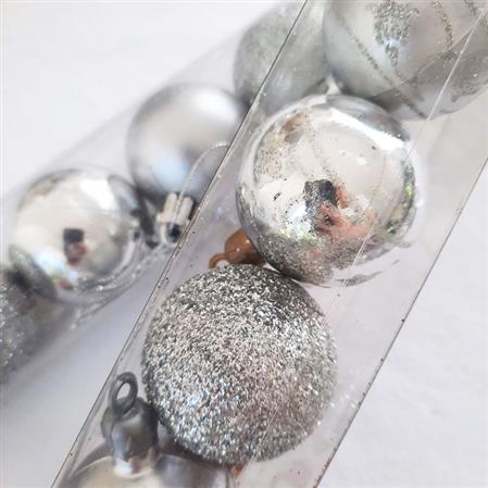 Set de adornos esferas arbolito plateadas x15u