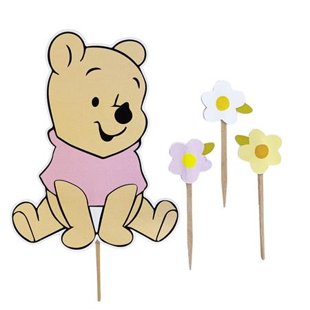 Pinche para torta Set x4 Winnie Pooh bebe rosa