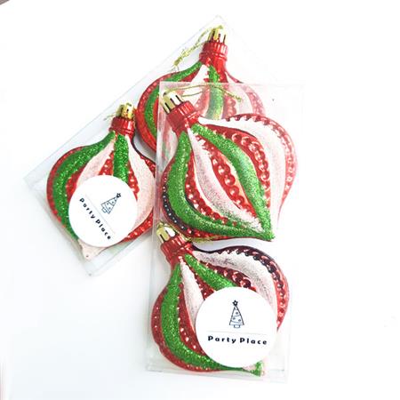 Adornos gota navidad rojos y verdes Pack 2u