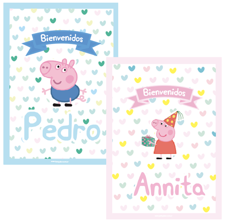 Afiche Pers. Peppa George Pastel