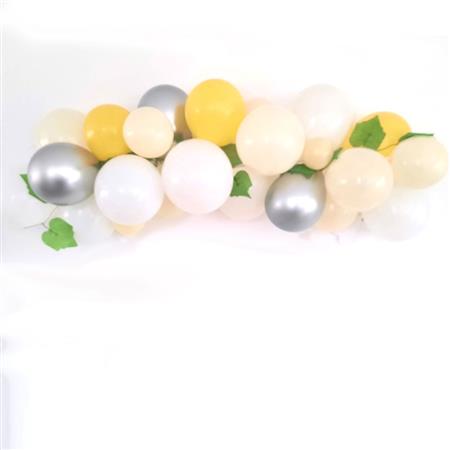 Arco de Globos Deco pared. "Yellow cloud" plateado