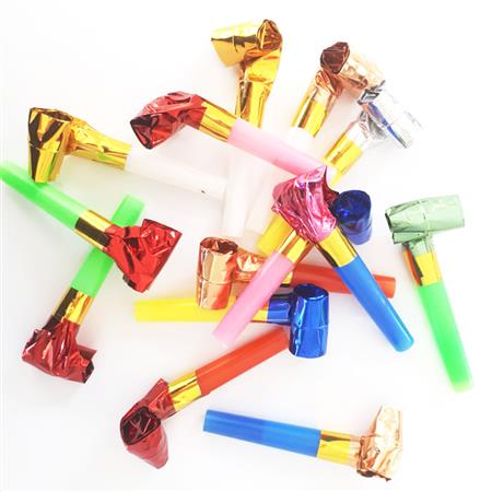 Cornetitas extensibles (asusta suegras) metalizadas multicolor 10u