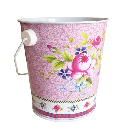 Balde de chapa mediano Flowers 1u