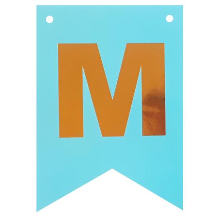 Banderín MI BAUTISMO celeste con dorado