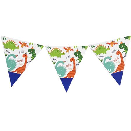 Banderin triangulos Dinos Happy. Importado