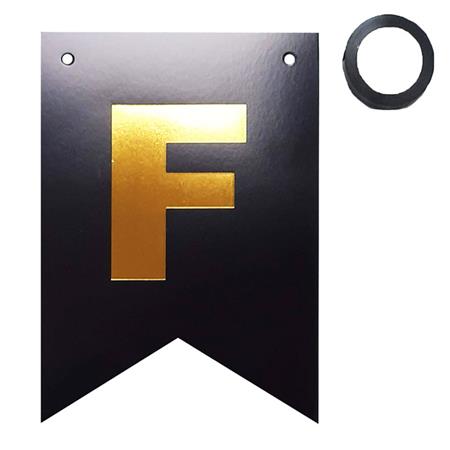 Banderín Feliz Cumpleaños negro y dorado
