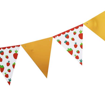 Banderín triángulos frutillas con dorado