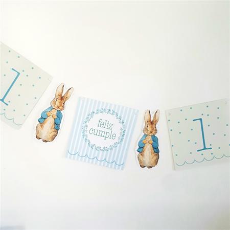 Banderín Peter Rabbit Feliz cumple/ Bautismo