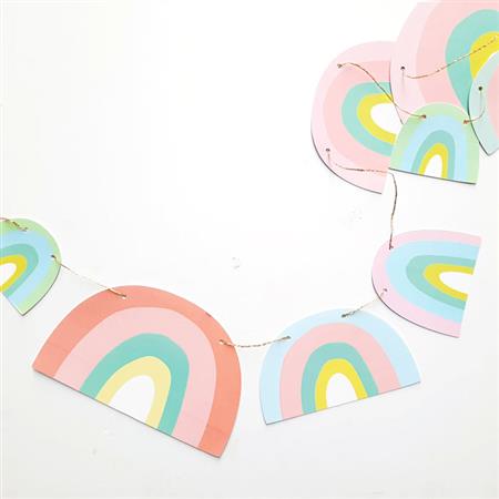 Banderín troquelado pastel rainbow