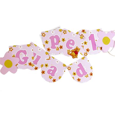 Banderín Winnie Pooh Bebe rosa Pers.