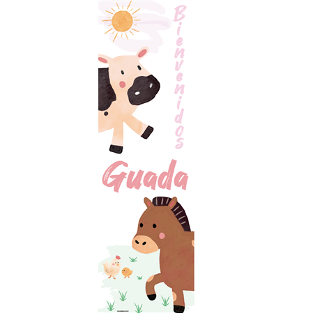 Banner de papel Granja rosa Vertical Pers