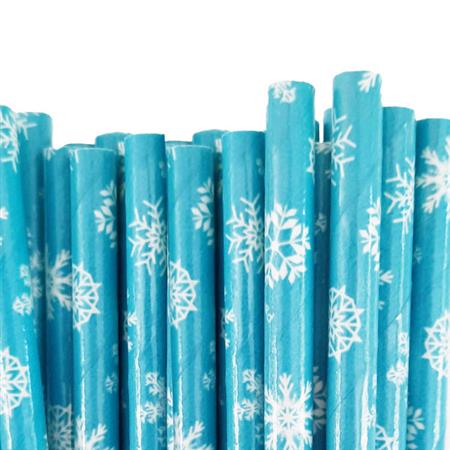 Bombilla de papel copos de nieve 12u