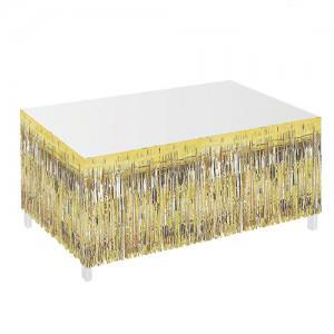 Borde para mesa flecos metalizada dorada