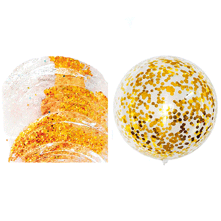 Burbuja transparente con confetti mini dorado