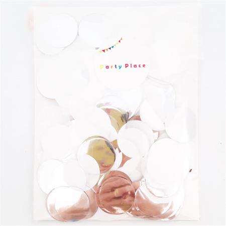 Confetti met plateado y tissue blanco