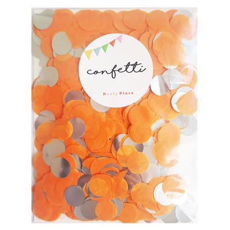 Confetti met plateado y tissue naranja