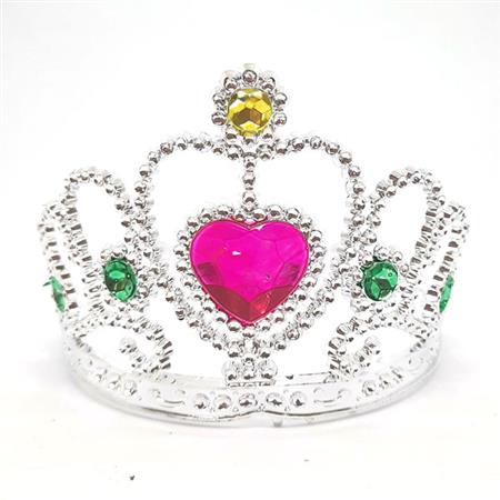 Corona princesa diamantes corazon fucsia y esmeraldas