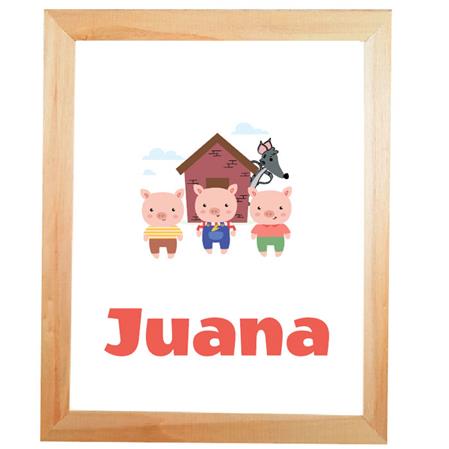 Cuadro de álamo natural Los tres chanchitos Pers