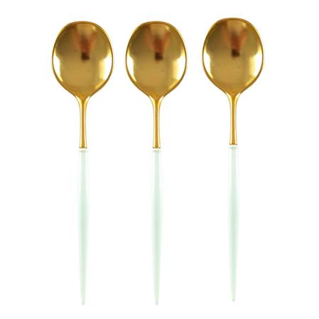 Cubierto plástico. Cuchara aqua y gold 6u