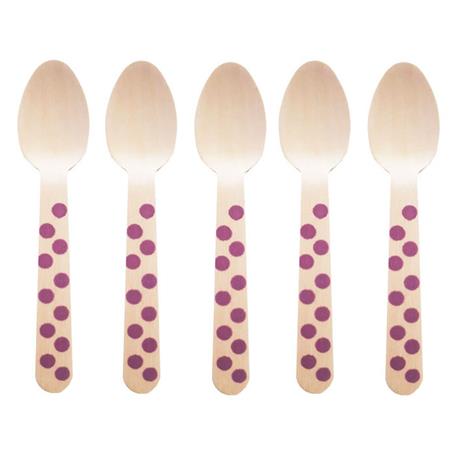 Cubierto bambu. Cuchara lunares violetas 10u