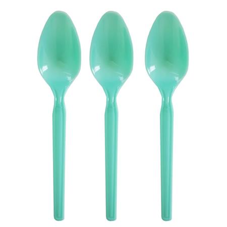 Cubierto plástico. Cuchara verde agua 10u