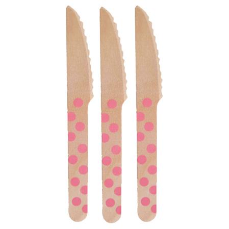 Cubierto bambu. Cuchillo lunares rosa 10u