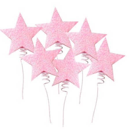 Pinches gibré estrellas rosa 6u