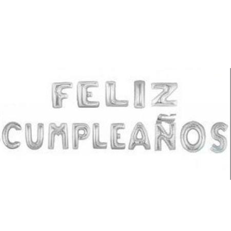 Globo FELIZ CUMPLEAÑOS plateado
