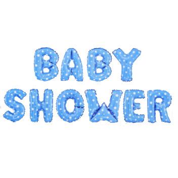 Globos frase Baby Shower celeste corazones