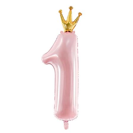 Globo Nro.1 con Corona (Rosa) 90cm