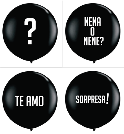 Globo negro latex gigante con vinilo y confetti 1u Pers