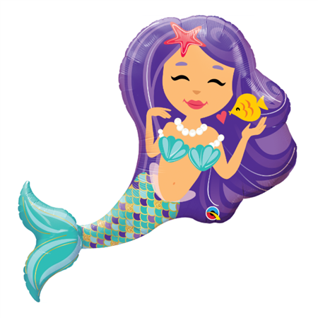 Globo Sirena Violeta y aqua 35cm