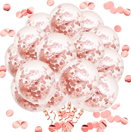 Globos transp. confetti rose gold 6u