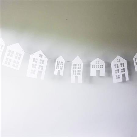 Guirnalda de papel Casitas blancas