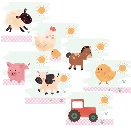 Individuales Granja Rosa 8u