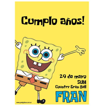 Invitación Bob Esponja. Pers