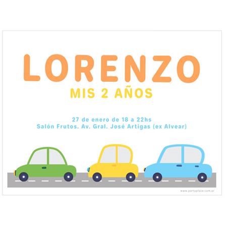 Invitación Autitos Mod.1. Pers