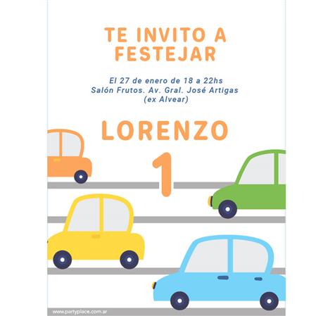 Invitación Autitos Mod.2. Pers