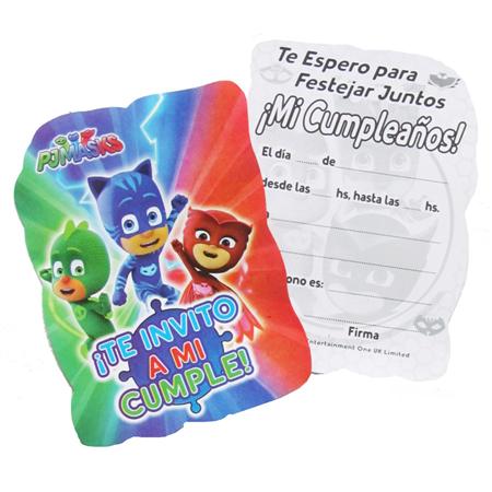 Invitaciones Héroes en Pijamas 10u