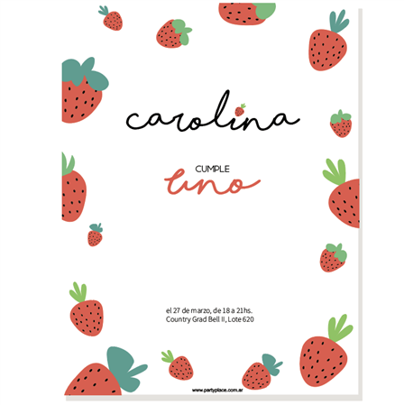 Invitación Frutillas. Pers