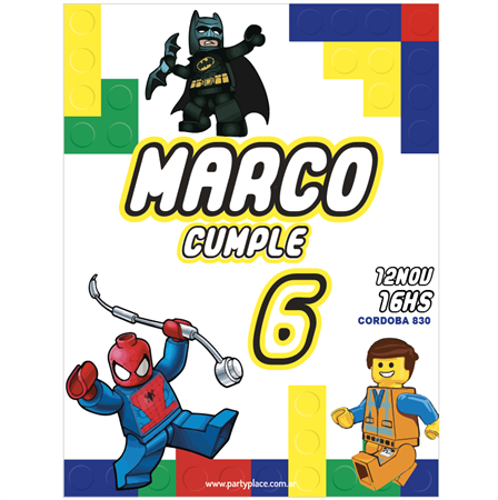Invitación Lego Personajes Pers