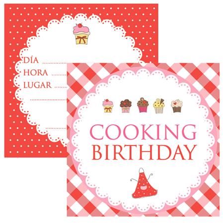 Invitación Cocineritas reversible 12u