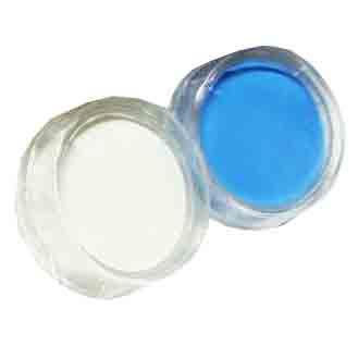 Maquillaje artístico redondo (celeste y blanco)