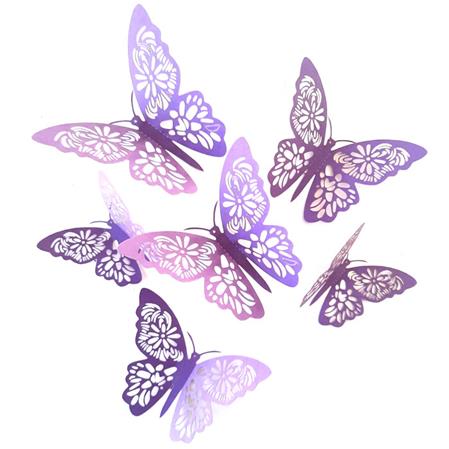 Mariposas caladas lilas 6u