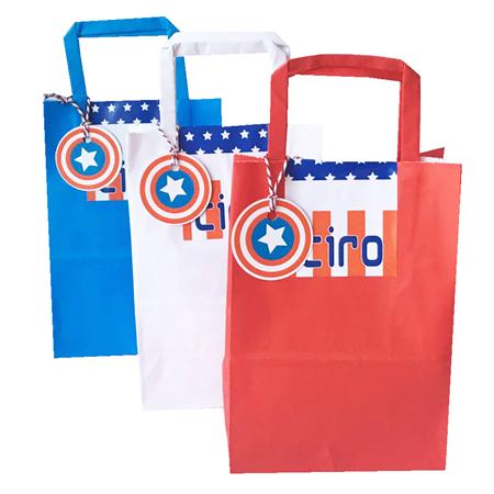 Kit bolsitas Capitán América (tarjetita, cinta y sticker Pers.) 10u